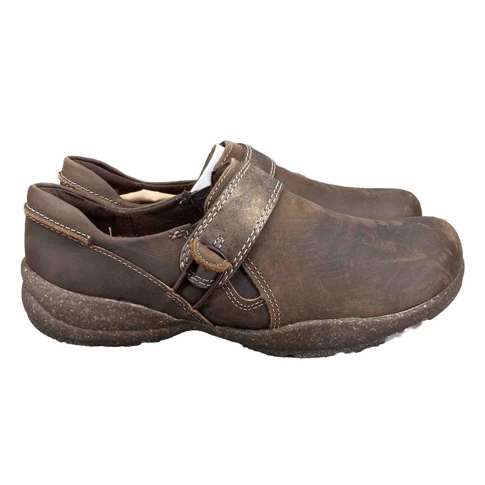 CLARKS WOMEN’S SIZE 6.5 ROSEVILLE DOT  DARK BROWN LEATHER SLIP-ON LOAFER